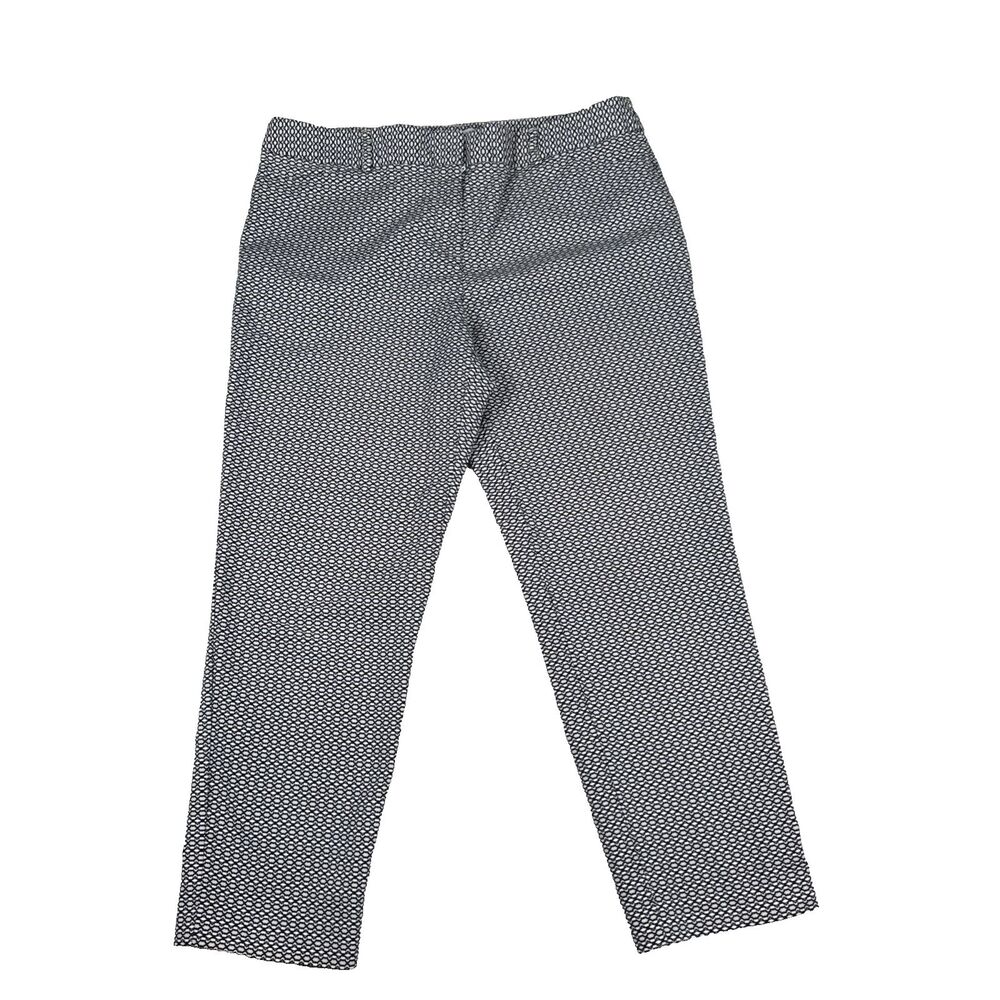 Liz Claiborne Emma Ankle Pants Womens 14 Black White Geometric Crop Stretch Pixi